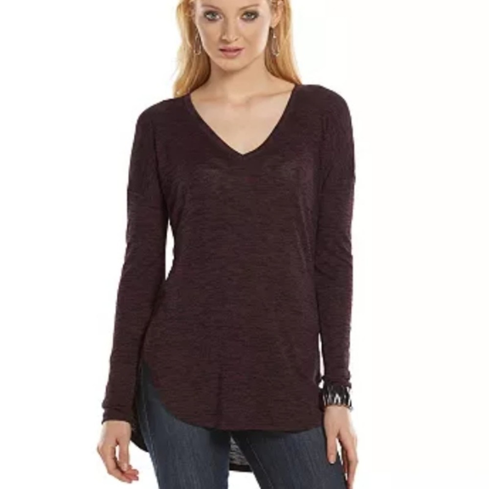 🪨EUC - Rock & Republic Space-Dye V-Neck Sweater Purple Black Small S
